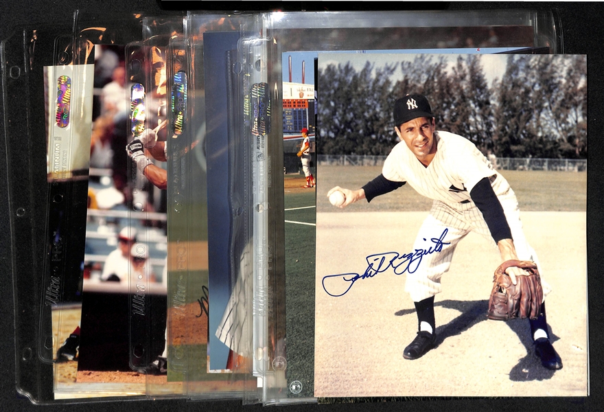 Lot of (15) Signed 8x10 Photos w. Phil Rizzuto, Catfish Hunter, Steve Carlton, Mark Grace, +